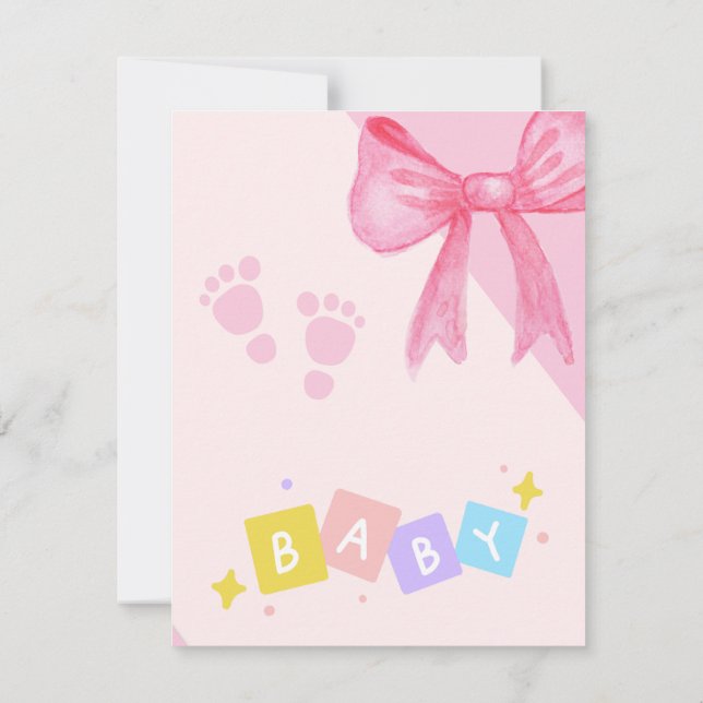 blush pink 1st birthday invitations (Back)