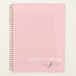 Blush Pink 2025 Simple Script Girly Monogram Name Planner<br><div class="desc">Customised monogrammed simple script name and initial modern and elegant girly stylish Blush Pink  and White Add Your Name with Girly Grey Initials. This personalised planner is perfect for Sweet 16,  Bridal Shower,  School,  Office,  or Wedding Planning for someone with simple elegance chic style.</div>