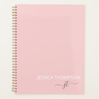 Blush Pink 2025 Simple Script Girly Monogram Name Planner