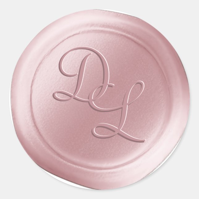 Blush Pink 2 Letter Monogram Wax Seal Stickers (Front)