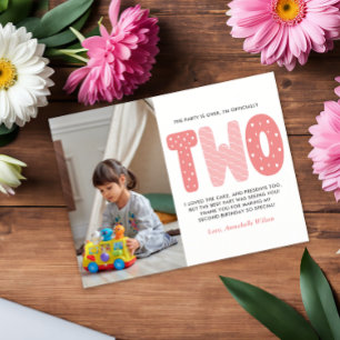 Blush Pink 2nd Birthday Thank You  Postcard