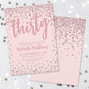 Blush Pink 30th Birthday Invitation