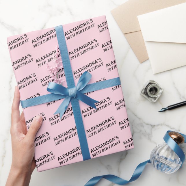 Blush Pink 30th Birthday Personalised Wrapping Paper (Gifting)
