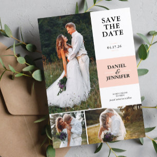 Blush Pink 3-Photo Gallery Wedding Save The Date