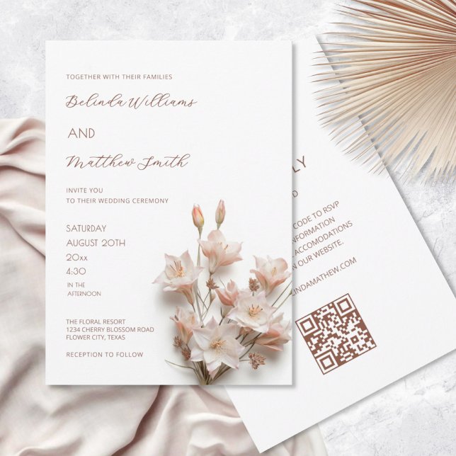 Blush Pink 3D Floral Modern Invitation (Creator Uploaded)