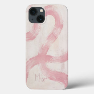 Blush pink abstract curvy lines feminine  iPhone 13 case