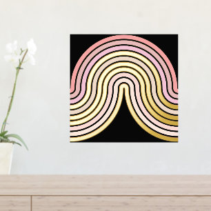 Blush Pink Abstract Wave Lines Art Pattern Gold Foil Prints