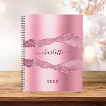 Blush pink agate marble name 2025 planner<br><div class="desc">Blush pink agate,  marble stone print as background.  Personalize and add your name. The name is written with a modern hand lettered style script.</div>