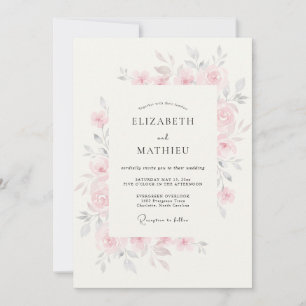 Blush Pink Airy Blossom Wedding Invitation