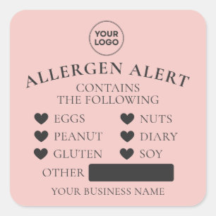 Blush Pink Allergy Alert Bakery Cake Food Sticker