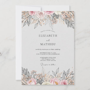 Blush Pink Alluring Vintage Wedding Invitation