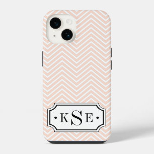 Blush Pink and Black Elegant Chevron Monogram iPhone Case