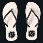 Blush Pink and Black Trellis Monogram Thongs<br><div class="desc">Custom printed flip flop sandals with a stylish modern trellis pattern and your custom monogram or other text in a circle frame. Click Customise It to change text fonts and colours or add your own images to create a unique one of a kind design!</div>