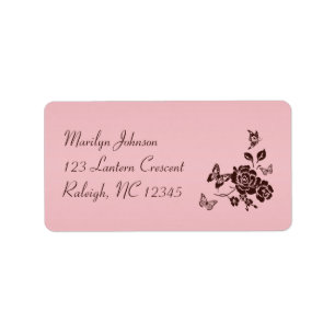 Blush Pink and Brown Floral Address Label