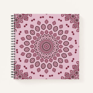 Blush Pink and Burgundy Mandala Pattern Notebook