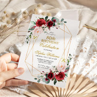 Blush Pink and Burgundy Rose 80 Birthday