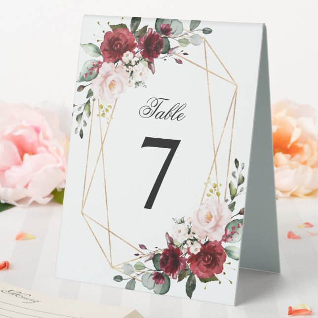 Blush Pink and Burgundy Rose Wedding Number (In SItu (Wedding))