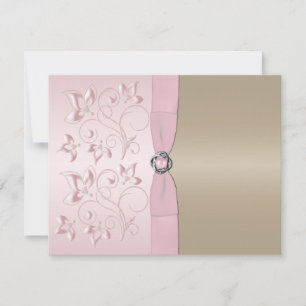 Blush Pink and Champagne Floral RSVP Card