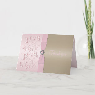 Blush Pink and Champagne Floral Thank You Card