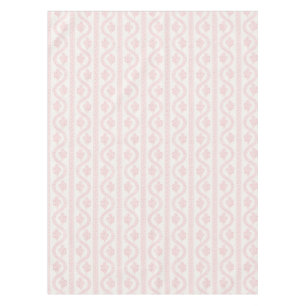 Blush Pink and Cream Floral Stripe Tablecloth