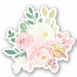 Blush Pink And Cream Flowers Bouquet Watercolor