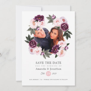 Blush Pink and Deep Velvet Photo Wedding Save The Date