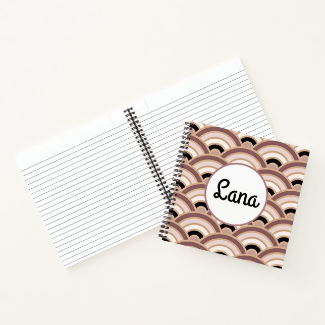 Blush Pink and Dusk Purple Art Deco Customisable Notebook (Inside)