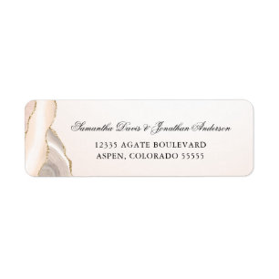 Blush Pink and Gold Agate Script Return Address Label