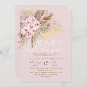  Blush Pink and Gold Baby in Bloom Baby Shower  Invitation