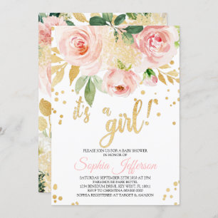 Blush Pink and Gold Baby Shower Invitation