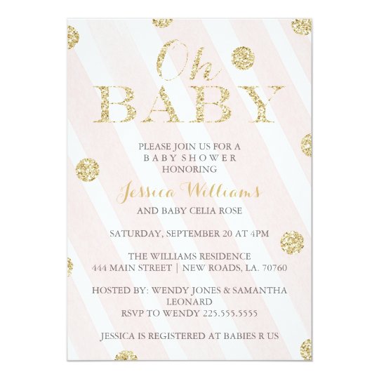 Blush Pink and Gold Baby Shower Invitations  Zazzle