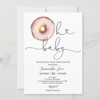 Blush Pink and Gold Doughnut Oh Baby Baby Shower Invitation