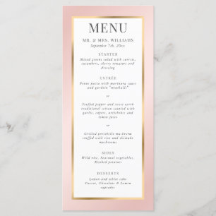 Blush Pink and Gold Elegant Modern Wedding Menu