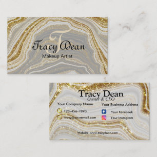 Blush Pink and Gold Faux Glitter Business Card
