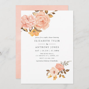 Blush Pink and Gold Floral Couples Shower Invitation