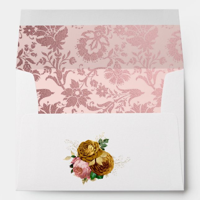  Blush Pink and Gold Floral Envelope (Back (Bottom))