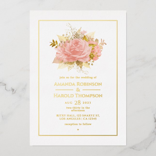 Blush Pink and Gold Floral Wedding (Front)