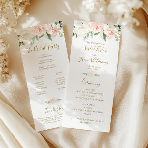 Blush Pink and Gold Floral Wedding Ceremony Program