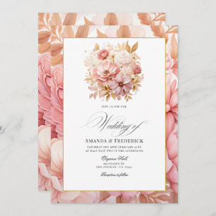Blush Pink and Gold Floral Wedding Invitation