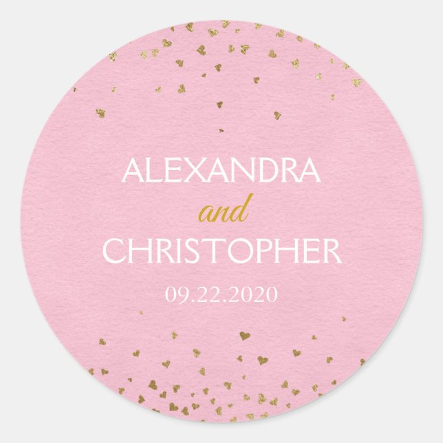 Blush Pink and Gold Foil Confetti Envelope Seal (Front)