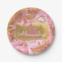 Blush Pink and Gold Foil Elegant Marble Birthday