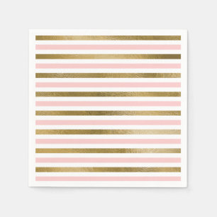 Blush Pink and Gold Foil Stripe Birthday Party Napkin
