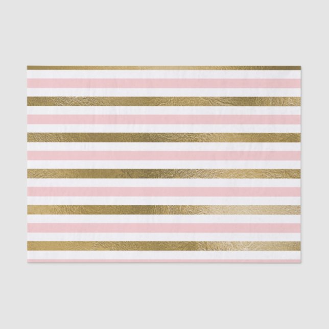Blush Pink and Gold Foil Stripe Birthday Party Tissue Paper (Front)