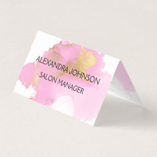 Blush Pink and Gold Foil Wash Girly Business Card
