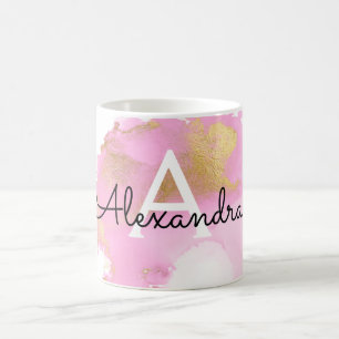 Blush Pink and Gold Foil Wash Girly Coffee Mug