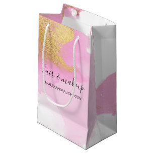 Blush Pink and Gold Foil Wash Girly Small Gift Bag