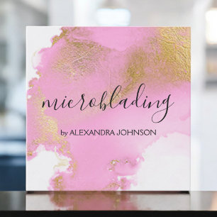 Blush Pink and Gold Foil Wash Girly Square Business Card