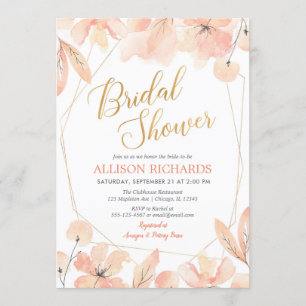 Blush pink and gold garden botanical bridal shower invitation