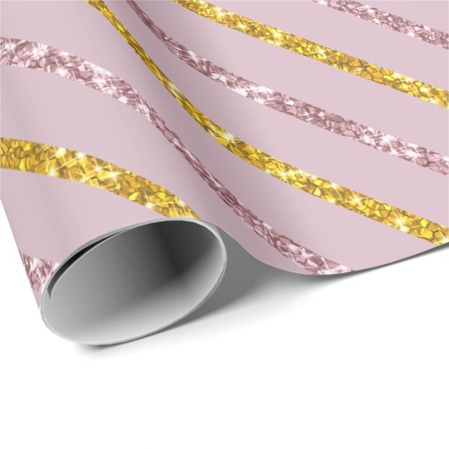 Blush Pink and Gold Gift Wrap Paper (Roll Corner)