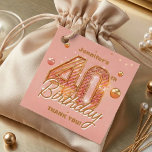 Blush Pink and Gold Glam 40th Birthday Thank You Favour Tags<br><div class="desc">Add a touch of elegant glamour to your milestone celebration with these blush pink and gold 40th birthday thank you favor tags. Featuring stunning 3D-style gold typography filled with pink sparkles, elegant gold spheres, and a soft blush pink background, these tags are the perfect way to thank guests for attending...</div>